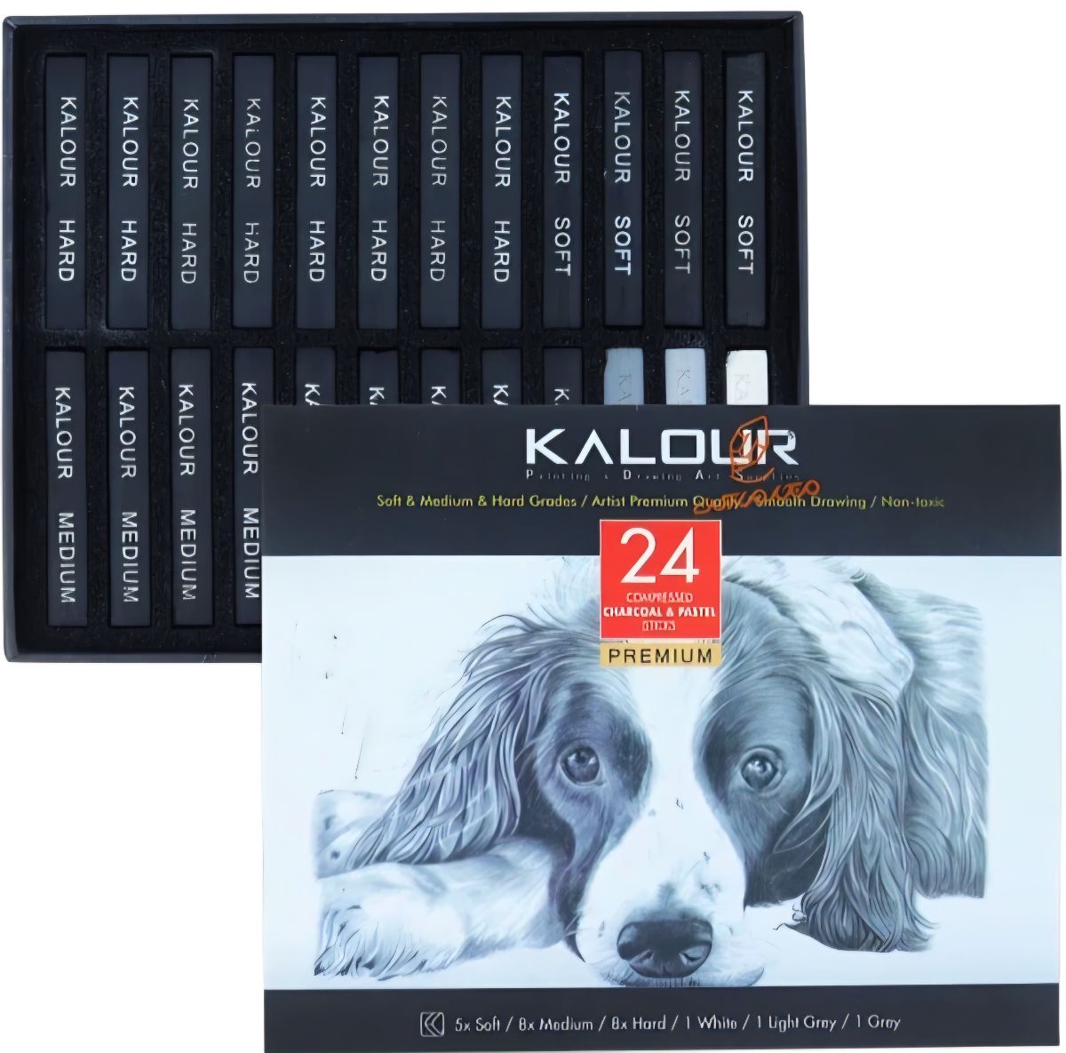 کالر - ست طراحی ذغال فشرده و پاستل 24 تکه 113-9